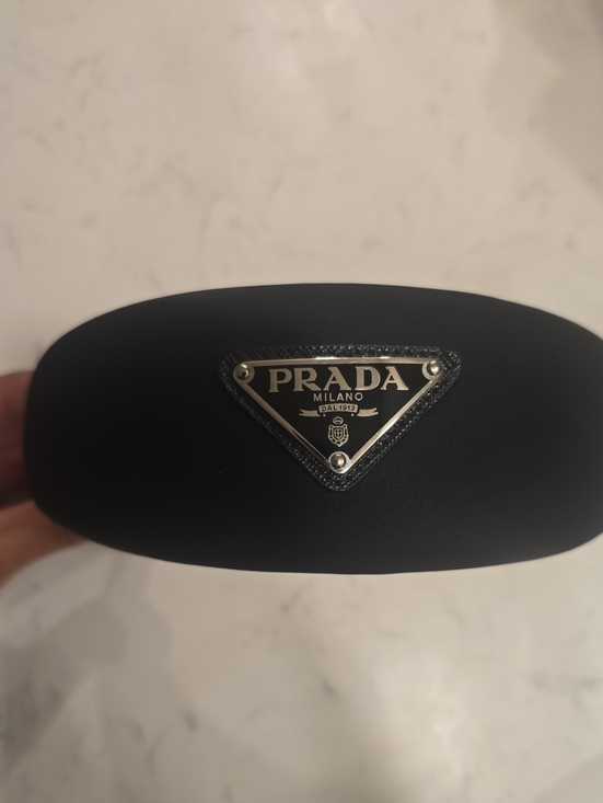 Prada Accessories - Prada Black Headband with Silver Triangular Logo